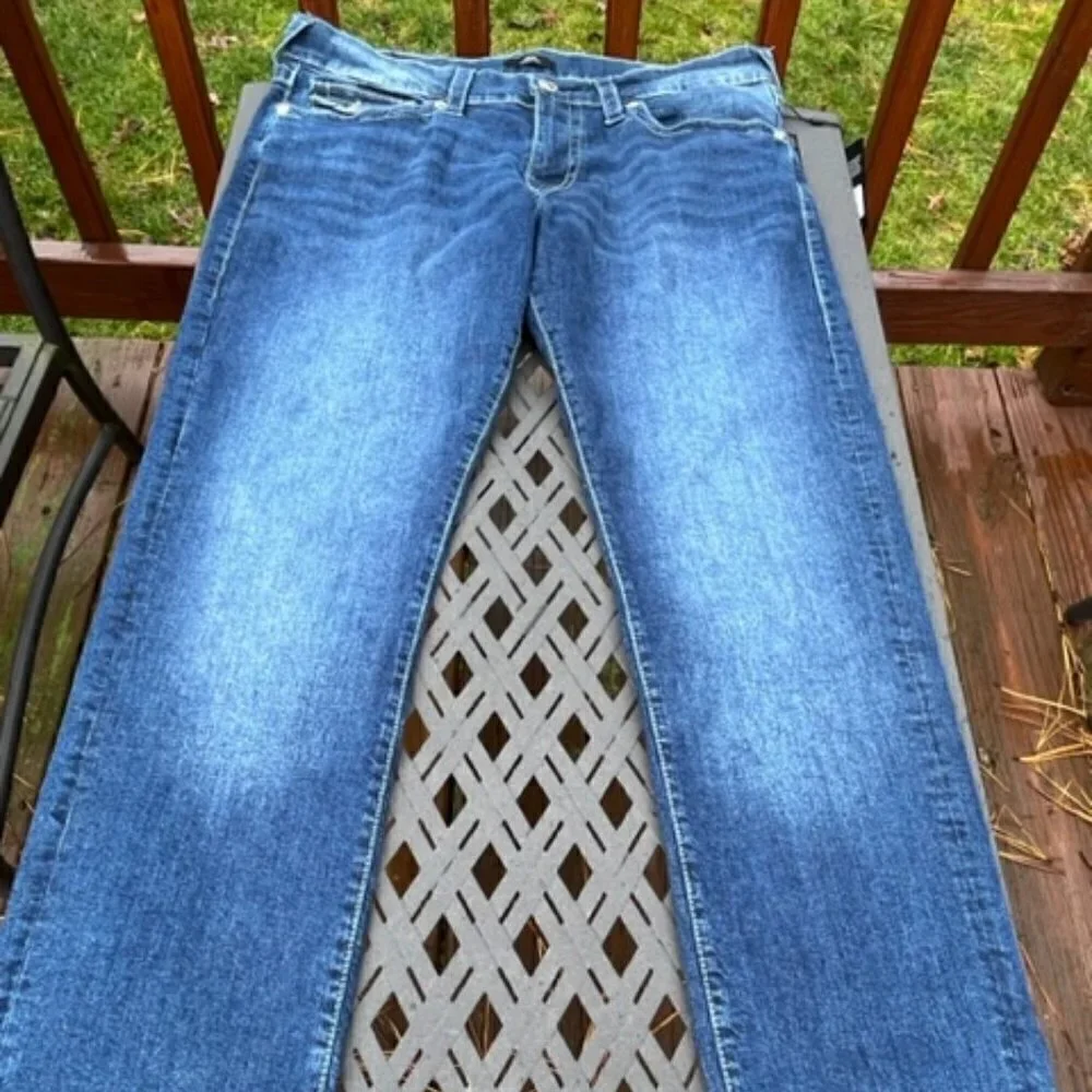 True Religion Geno SN Flap Relaxed Slim Blue Men's Size 33 X 32 Jeans NEW $159